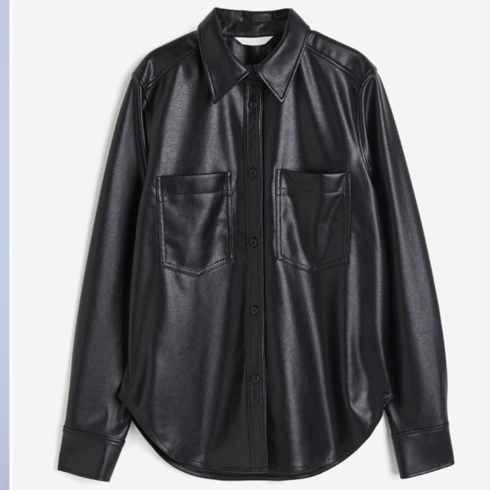 H & M Women's Coated Shirt Black Small New!